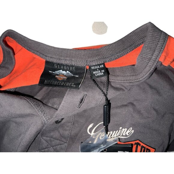 Harley-Davidson Motorcycles Genuine Oil Can Henley Long-Sleeve Shirt Size Large - Picture 4 of 7